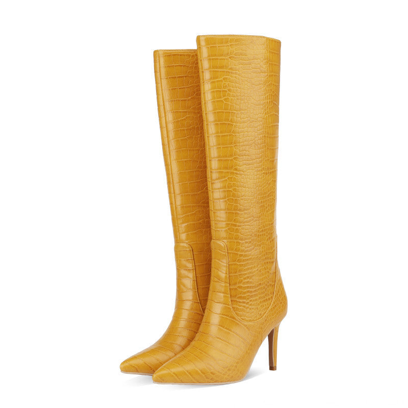 Modische kniehohe Stiefel mit spitzer Zehenpartie und 7,6 cm Stilettoabsatz