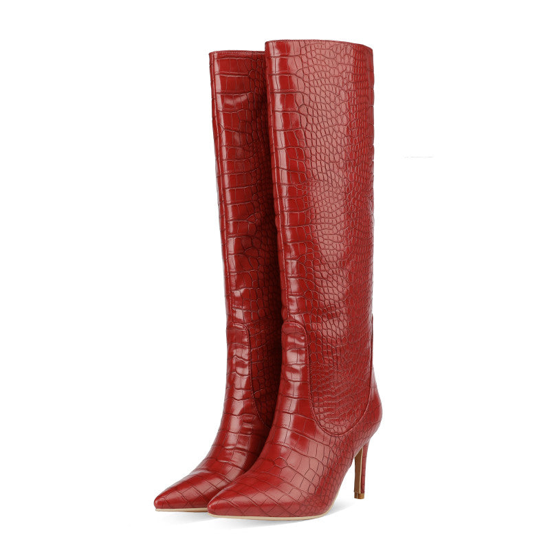 Modische kniehohe Stiefel mit spitzer Zehenpartie und 7,6 cm Stilettoabsatz