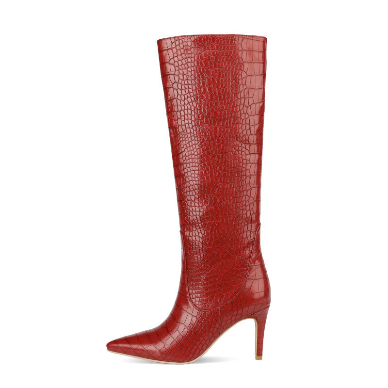Modische kniehohe Stiefel mit spitzer Zehenpartie und 7,6 cm Stilettoabsatz