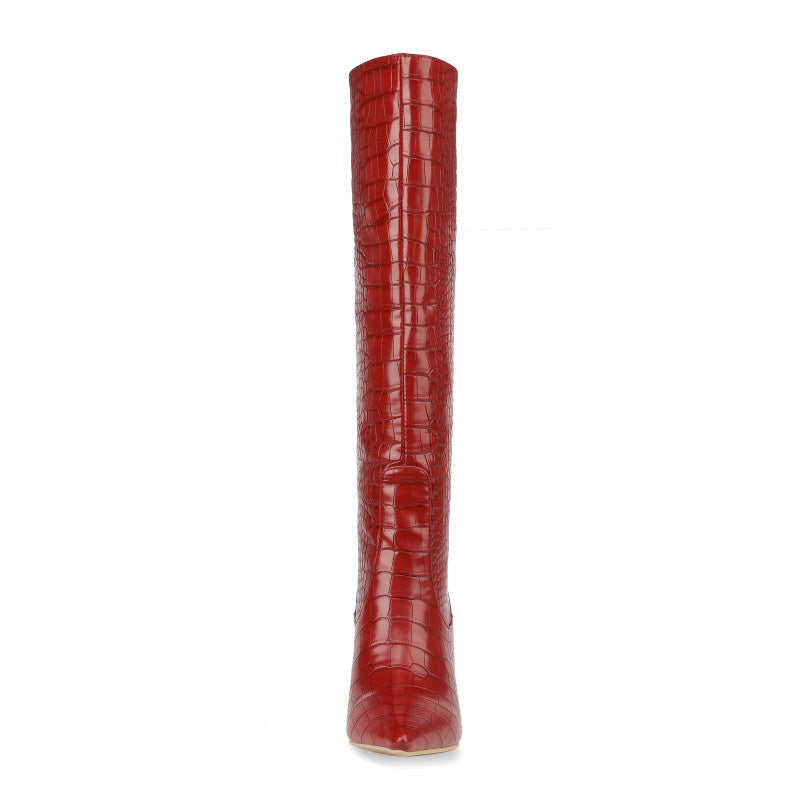 Modische kniehohe Stiefel mit spitzer Zehenpartie und 7,6 cm Stilettoabsatz