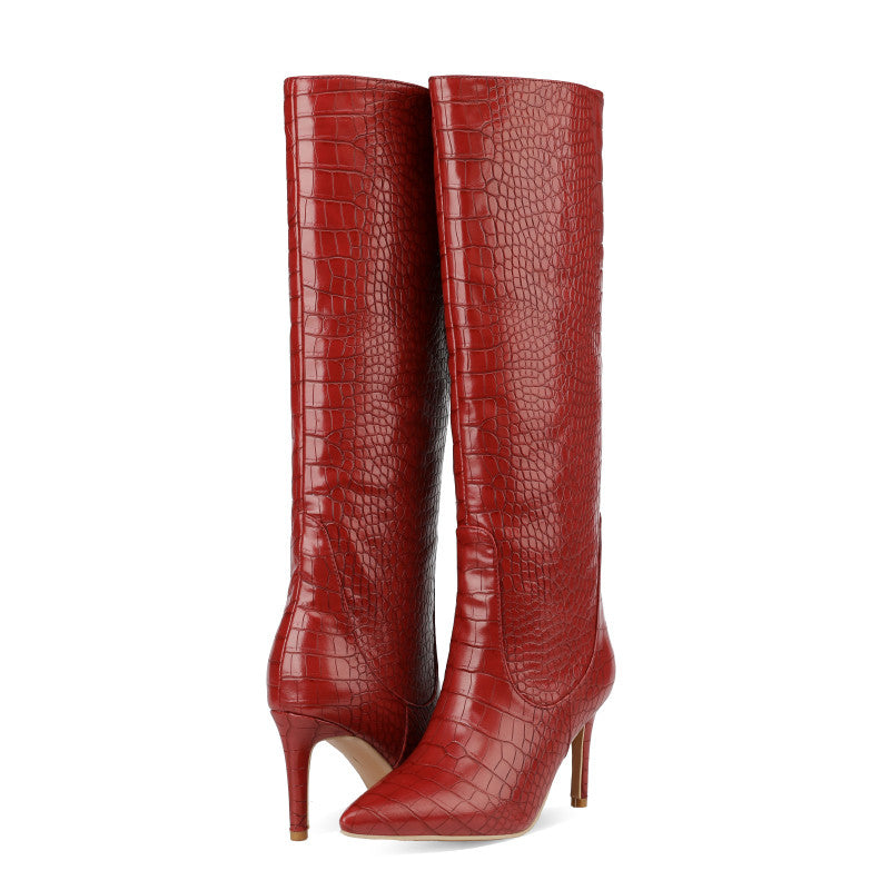 Modische kniehohe Stiefel mit spitzer Zehenpartie und 7,6 cm Stilettoabsatz
