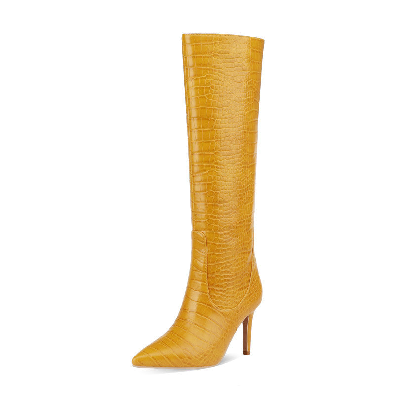 Modische kniehohe Stiefel mit spitzer Zehenpartie und 7,6 cm Stilettoabsatz