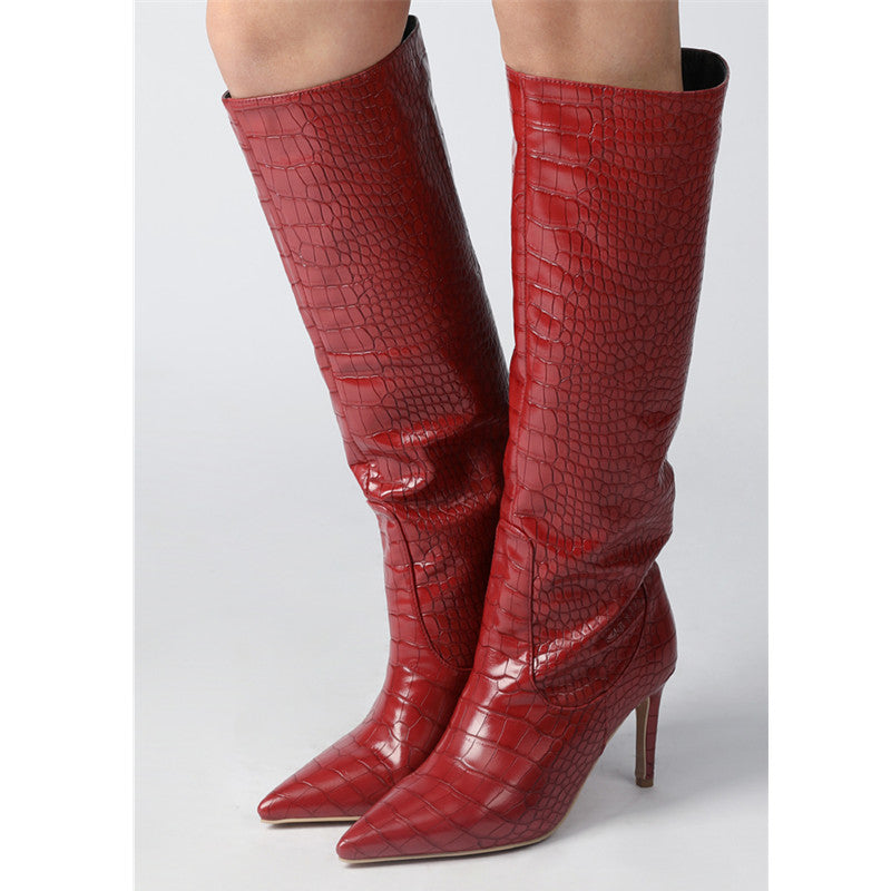 Modische kniehohe Stiefel mit spitzer Zehenpartie und 7,6 cm Stilettoabsatz