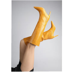 Modische kniehohe Stiefel mit spitzer Zehenpartie und 7,6 cm Stilettoabsatz