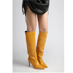 Modische kniehohe Stiefel mit spitzer Zehenpartie und 7,6 cm Stilettoabsatz