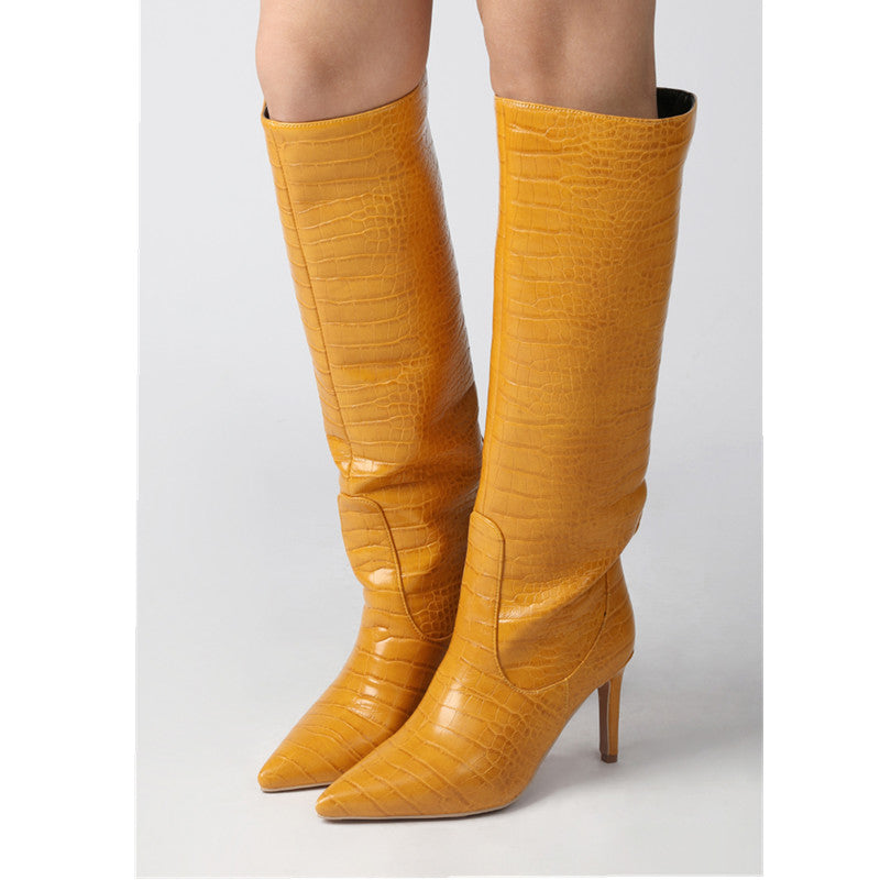 Modische kniehohe Stiefel mit spitzer Zehenpartie und 7,6 cm Stilettoabsatz