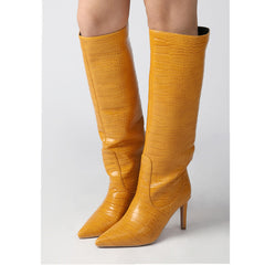 Modische kniehohe Stiefel mit spitzer Zehenpartie und 7,6 cm Stilettoabsatz