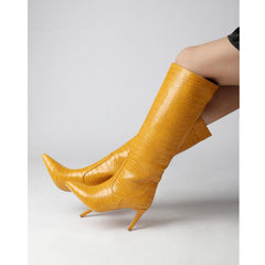 Modische kniehohe Stiefel mit spitzer Zehenpartie und 7,6 cm Stilettoabsatz