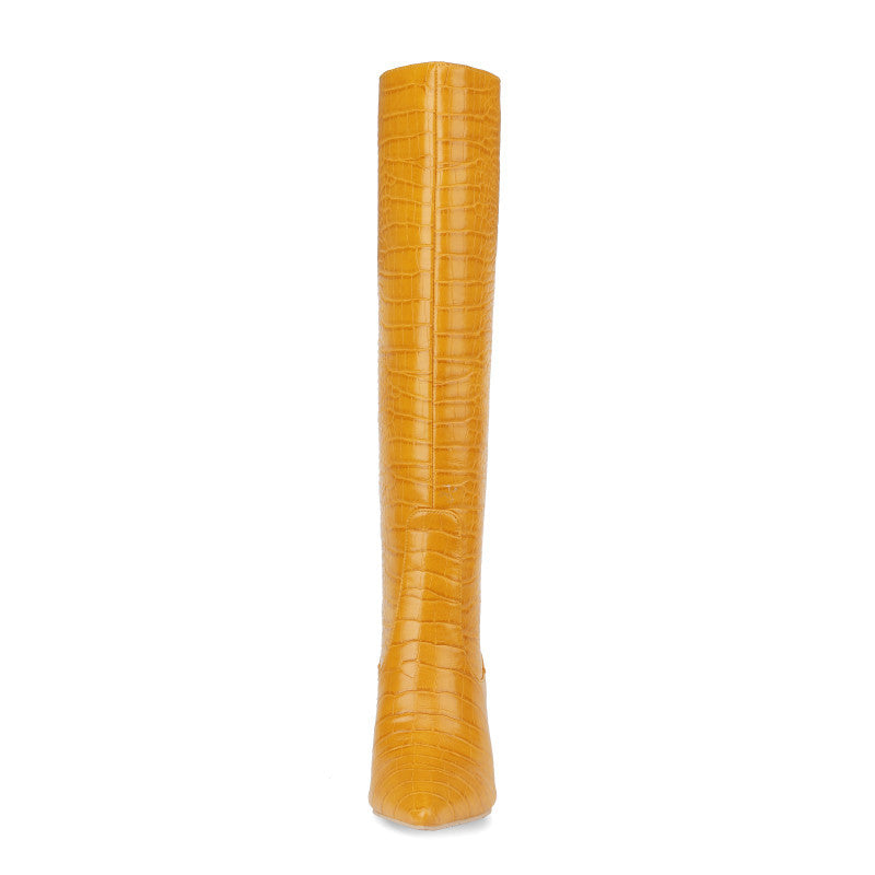 Modische kniehohe Stiefel mit spitzer Zehenpartie und 7,6 cm Stilettoabsatz