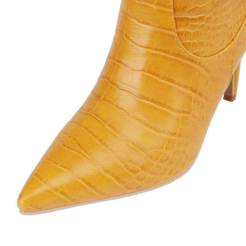Modische kniehohe Stiefel mit spitzer Zehenpartie und 7,6 cm Stilettoabsatz
