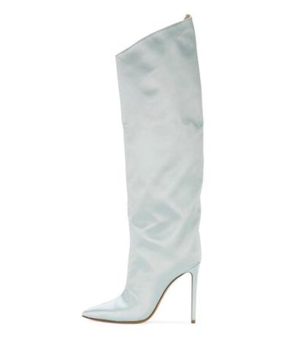 Kniehohe Stiefel aus Lackleder mit spitzer Zehenpartie und 5 Zoll Stilettoabsatz