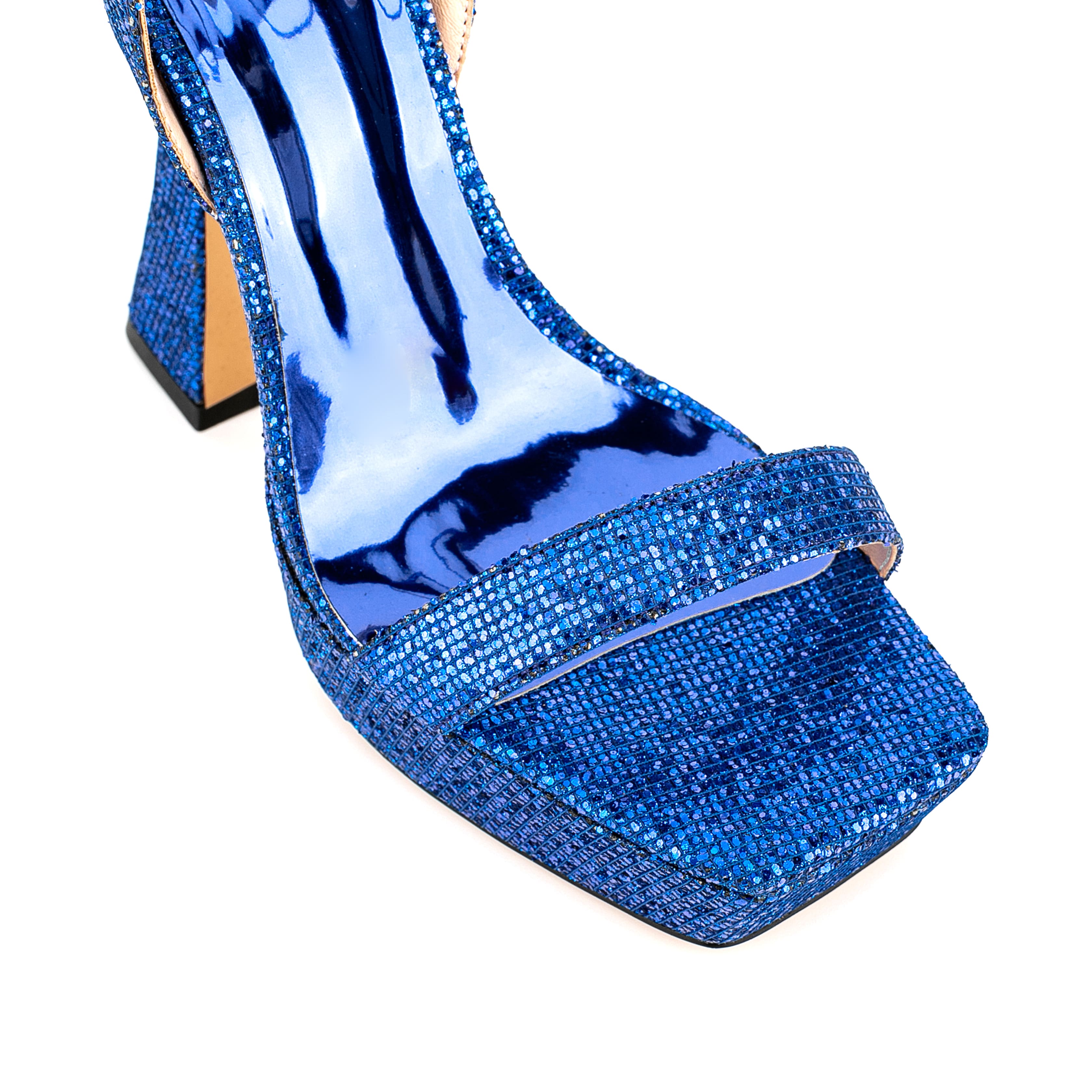 Ankle Strap Sequined Square Toe Platform Flared Heels 22