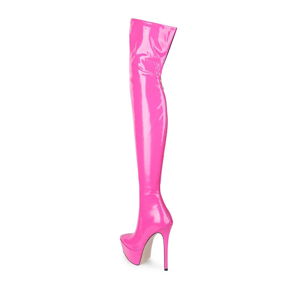 Barbie Pink Thigh High Stiletto Heel Platform Boots