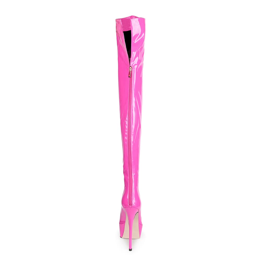 Barbie Pink Thigh High Stiletto Heel Platform Boots