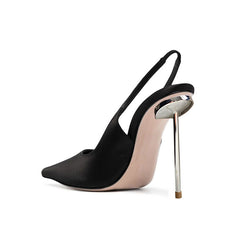 Slingback-Sandalen mit spitzer Zehenpartie und goldenem Paillettenbesatz, 5 Zoll Stilettoabsatz