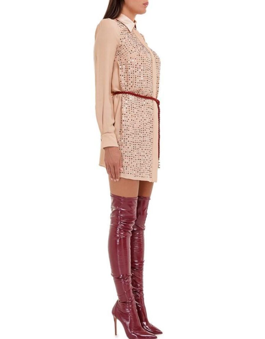 Burgundy Pointed Toe Stiletto Heel Thigh High Boots