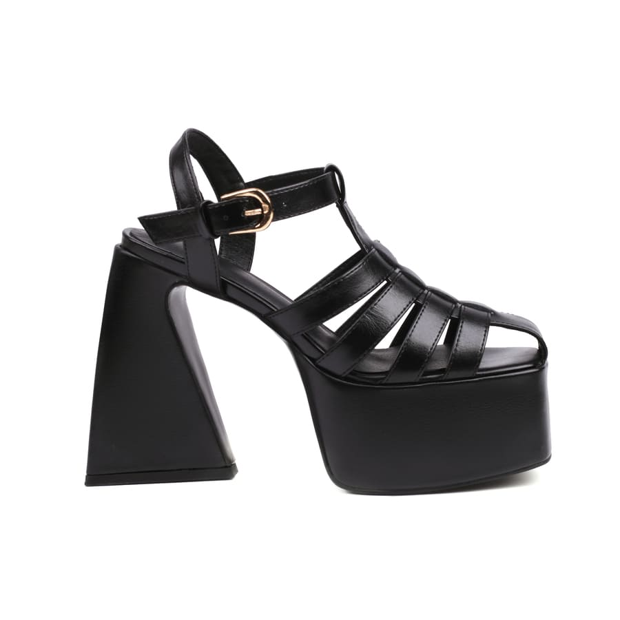 Closed Toe 5'' Block Heel Ankle Strap Sandals with Platform