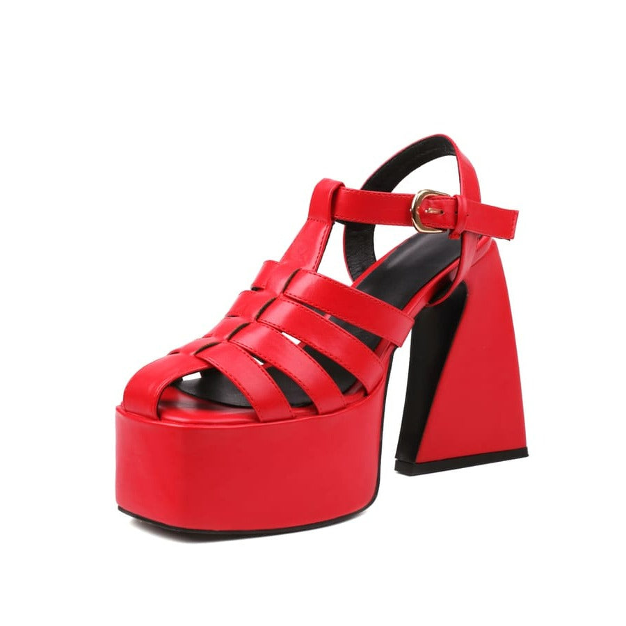 Closed Toe 5'' Block Heel Ankle Strap Sandals with Platform