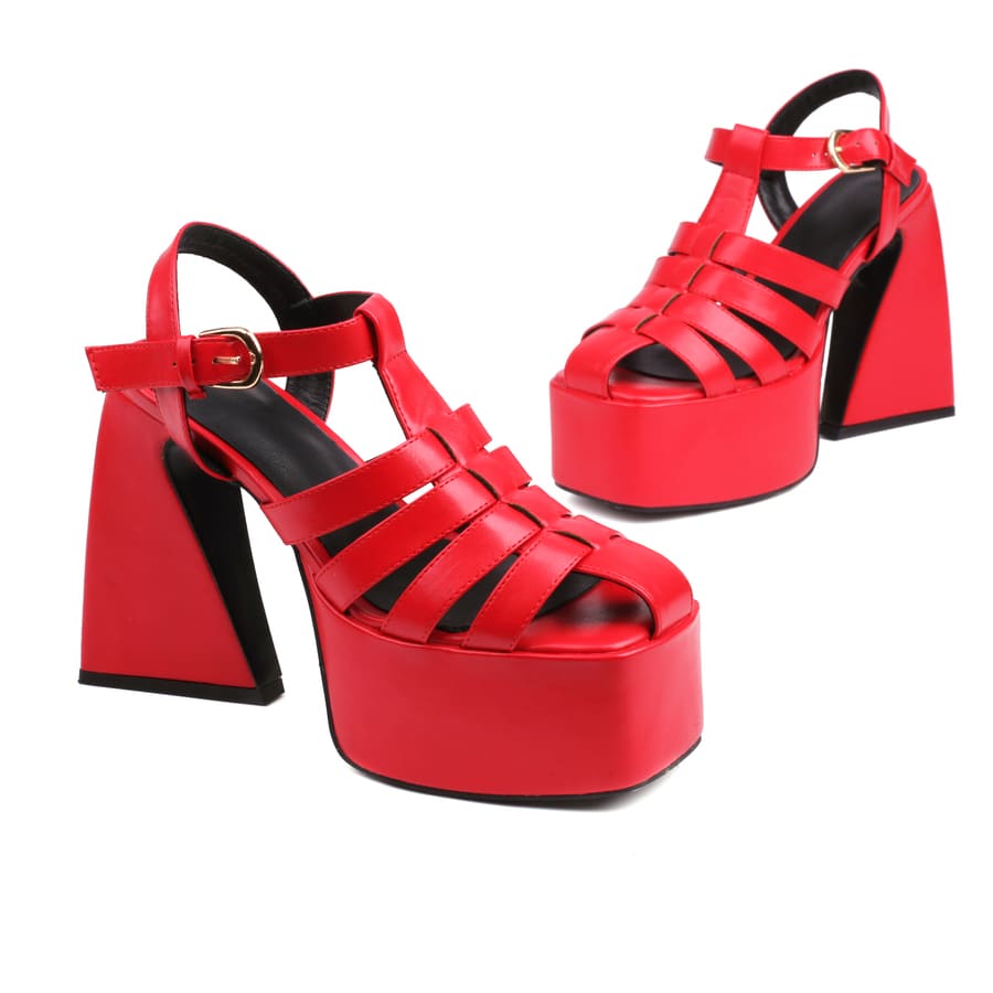 Closed Toe 5'' Block Heel Ankle Strap Sandals with Platform