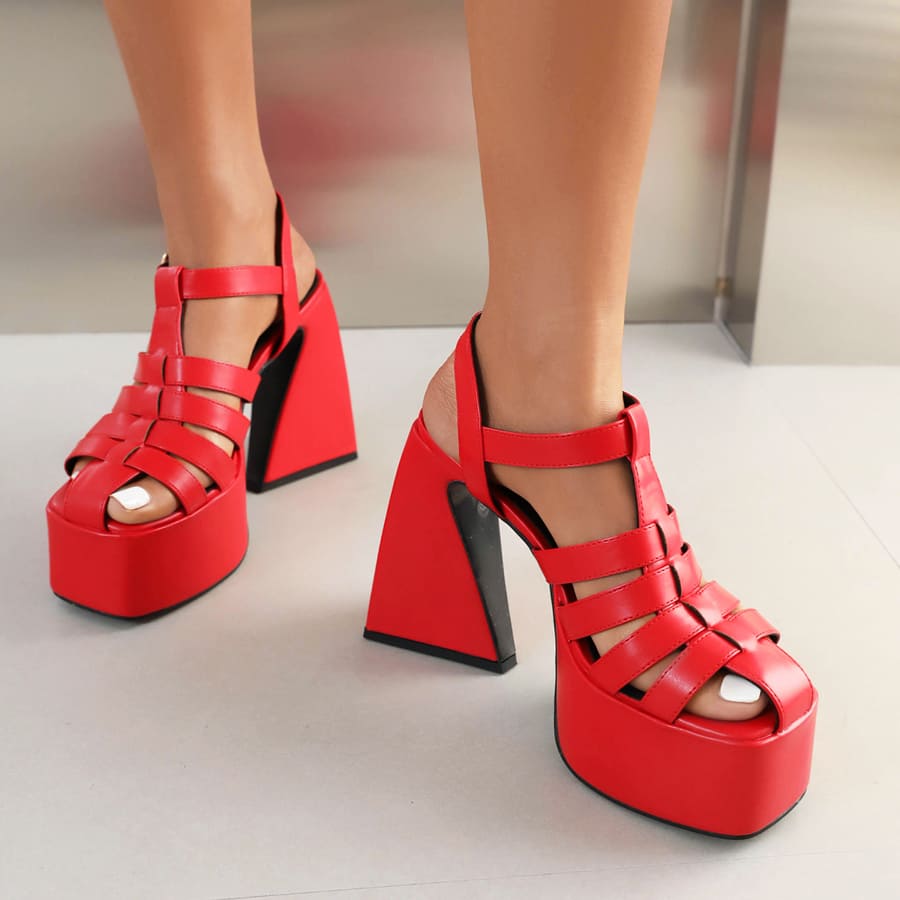 Closed Toe 5'' Block Heel Ankle Strap Sandals with Platform