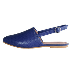 Closed Toe Flat Slingback Navy Blue Sandals for Women