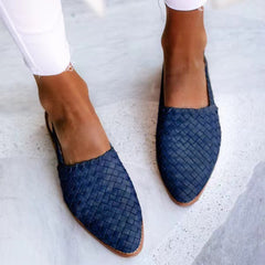 Closed Toe Flat Slingback Navy Blue Sandals for Women