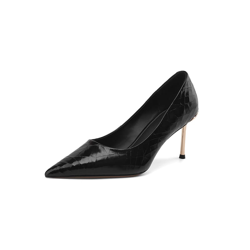 Glitter Leather Pointy Toe 3'' Stiletto Heel Pumps