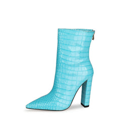 Bottes à plateforme en relief croco Bottines à talon épais de 4 pouces