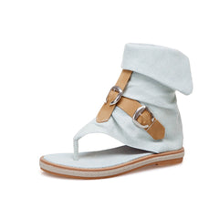 Denim Pale Blue Casual Flip Flop Flat Sandals for Women