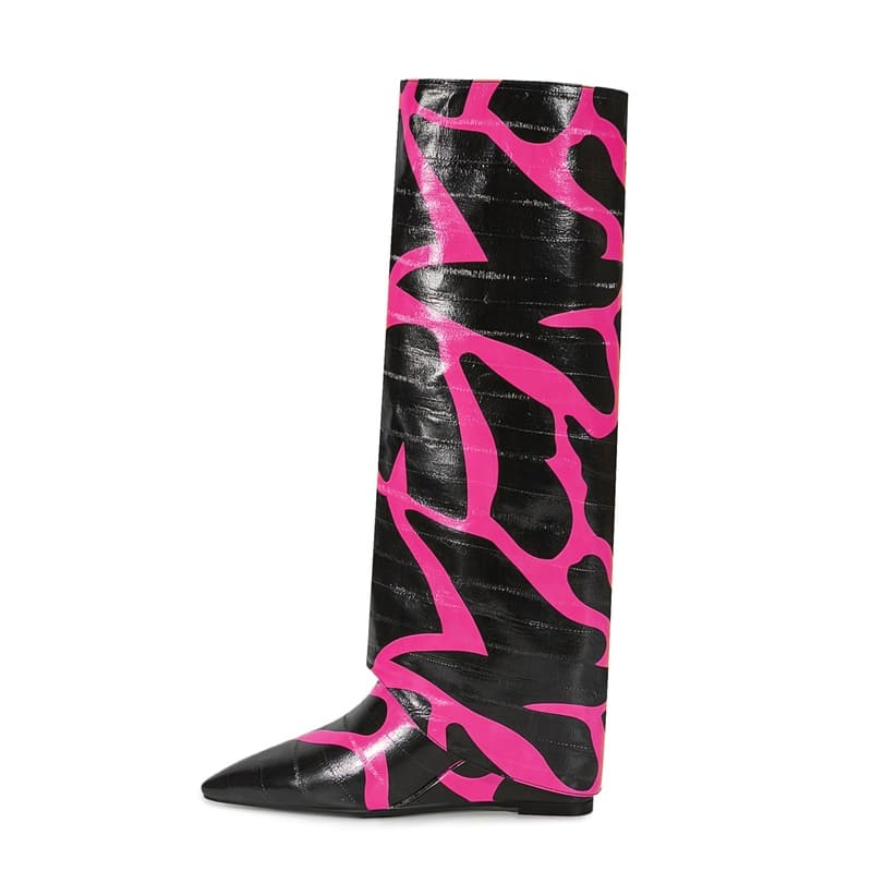 Bottes tendance marron à bout pointu et talon aiguille avec motif pierre