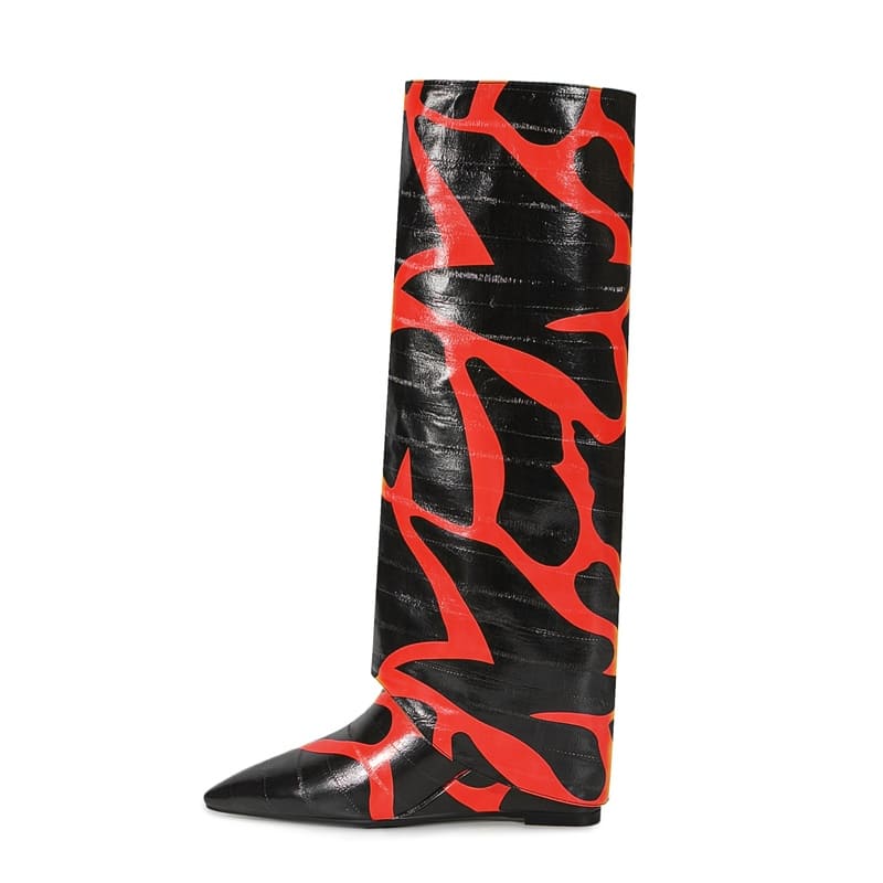 Bottes tendance marron à bout pointu et talon aiguille avec motif pierre