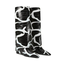 Bottes tendance marron à bout pointu et talon aiguille avec motif pierre