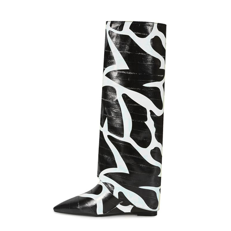 Bottes tendance marron à bout pointu et talon aiguille avec motif pierre