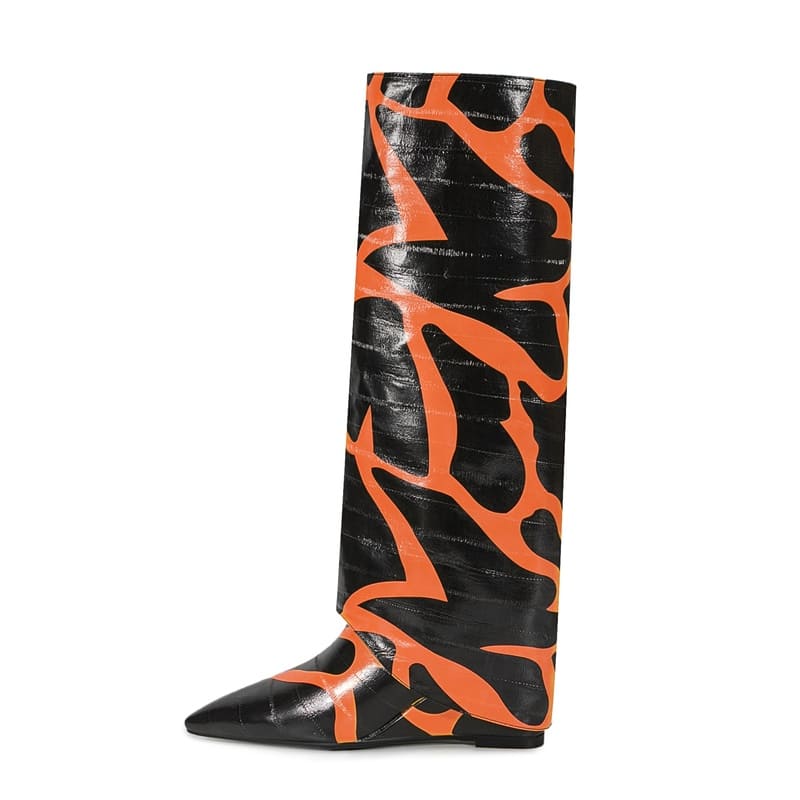 Bottes tendance marron à bout pointu et talon aiguille avec motif pierre