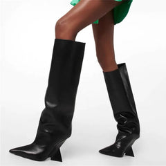 5 Zoll lange Lycra-Stiefel mit spitzer Zehenpartie und Stilettoabsatz