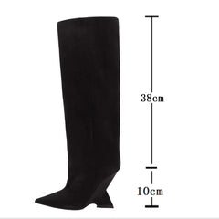 5 Zoll lange Lycra-Stiefel mit spitzer Zehenpartie und Stilettoabsatz