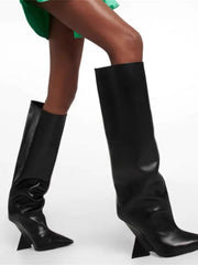 5 Zoll lange Lycra-Stiefel mit spitzer Zehenpartie und Stilettoabsatz
