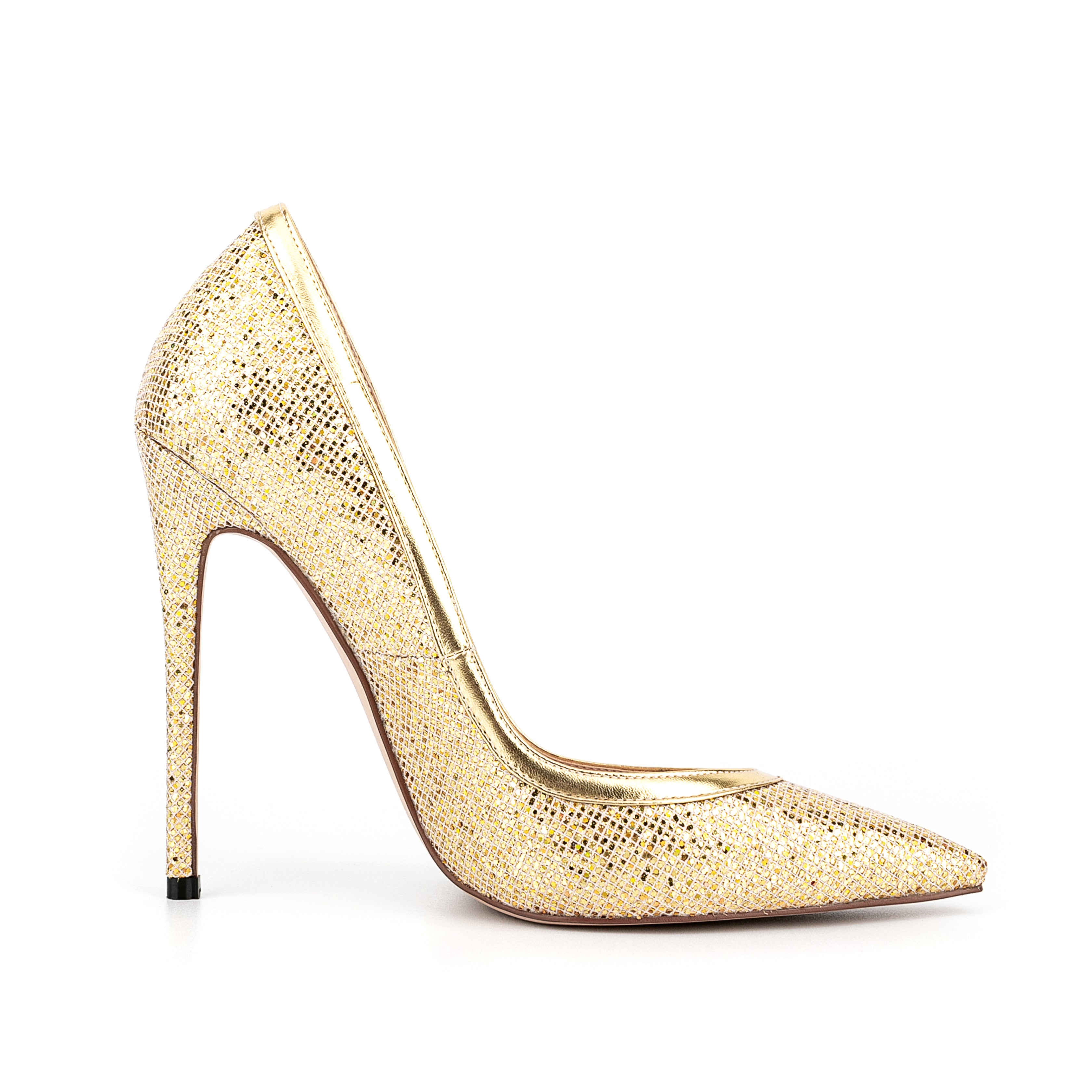 Gold Sequin Pointed Toe Pumps Stiletto Heels 4