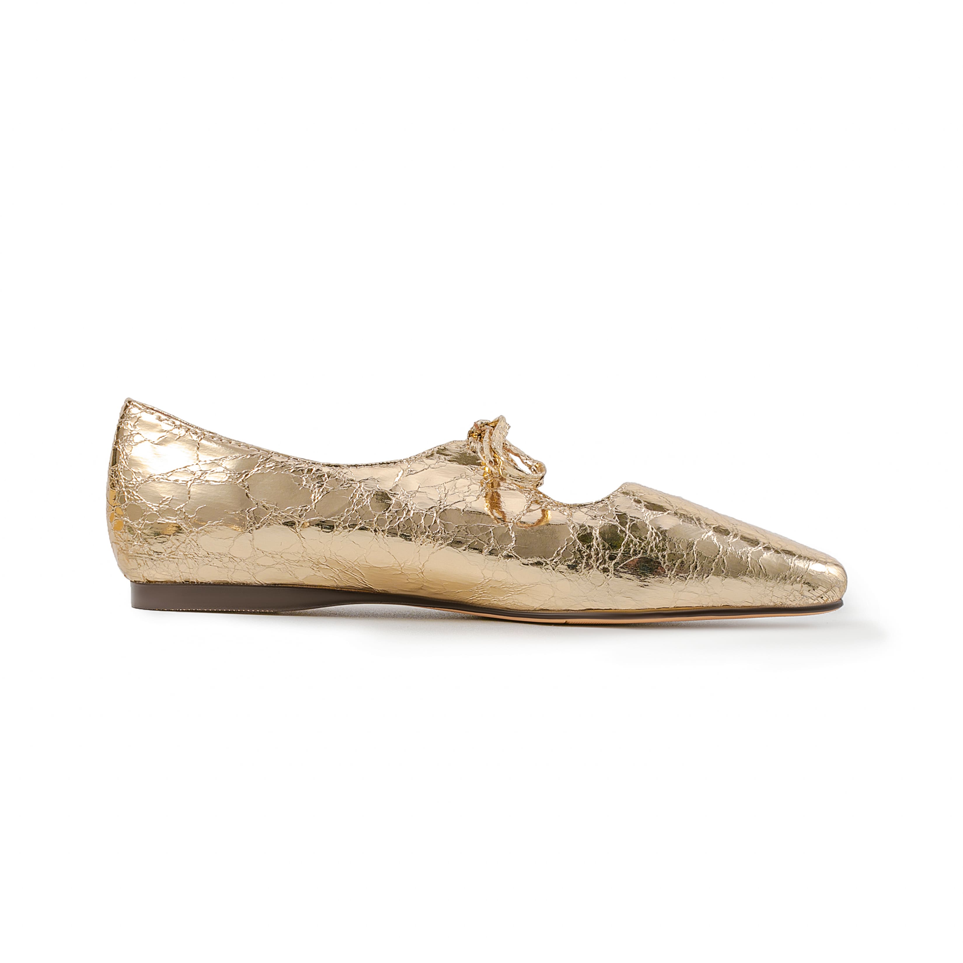 Gold Leather Trendy Pointy Toe Bow Comfortable Flats