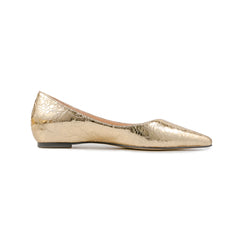 Gold Leather Trendy Pointy Toe Comfy Flats