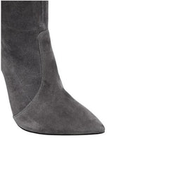 Grey Pointed Toe 5 Inch Stiletto Heel Thigh High Boots