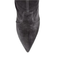 Grey Pointed Toe 5 Inch Stiletto Heel Thigh High Boots