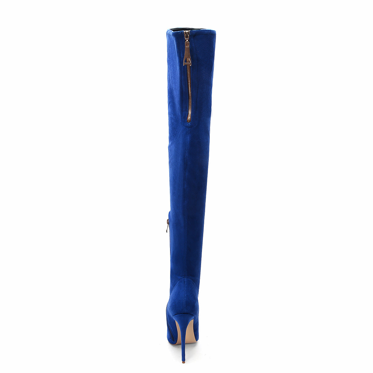 Blue Velvet Pointed Toe 5 Inch Stiletto Heel Over-the-Knee Boots