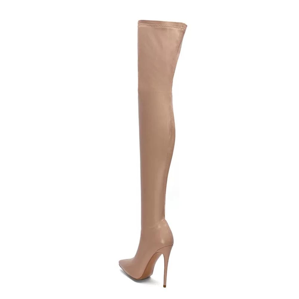 5 Inch Pointed Toe Thigh High Stiletto Heel Over the Knee Sock Boots