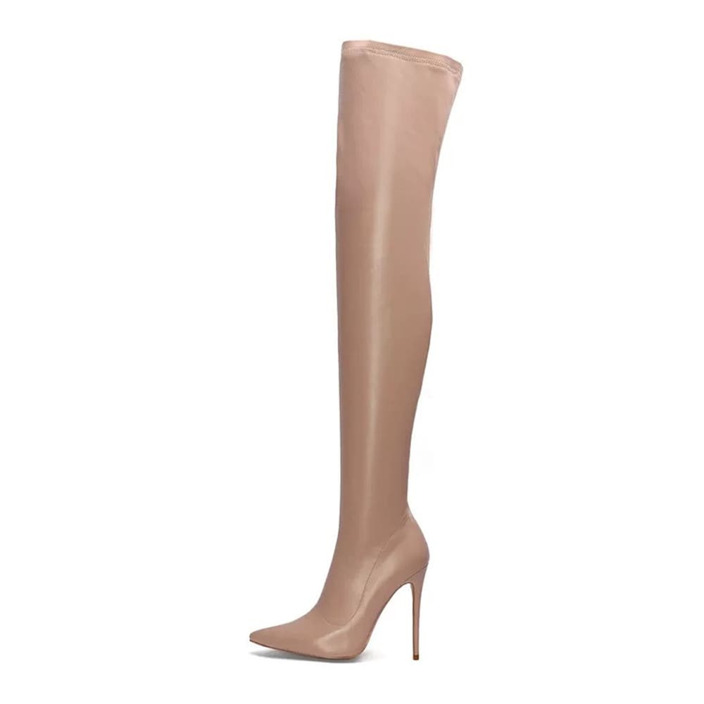 5 Inch Pointed Toe Thigh High Stiletto Heel Over the Knee Sock Boots