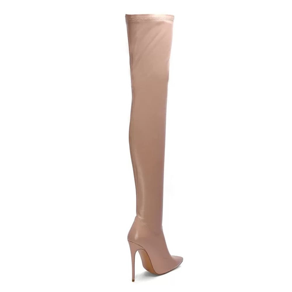 5 Inch Pointed Toe Thigh High Stiletto Heel Over the Knee Sock Boots