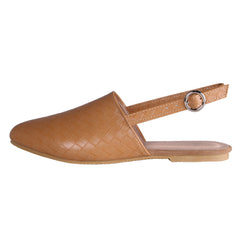 Khaki Slingback Casual Flat Closed Toe Sandals Women