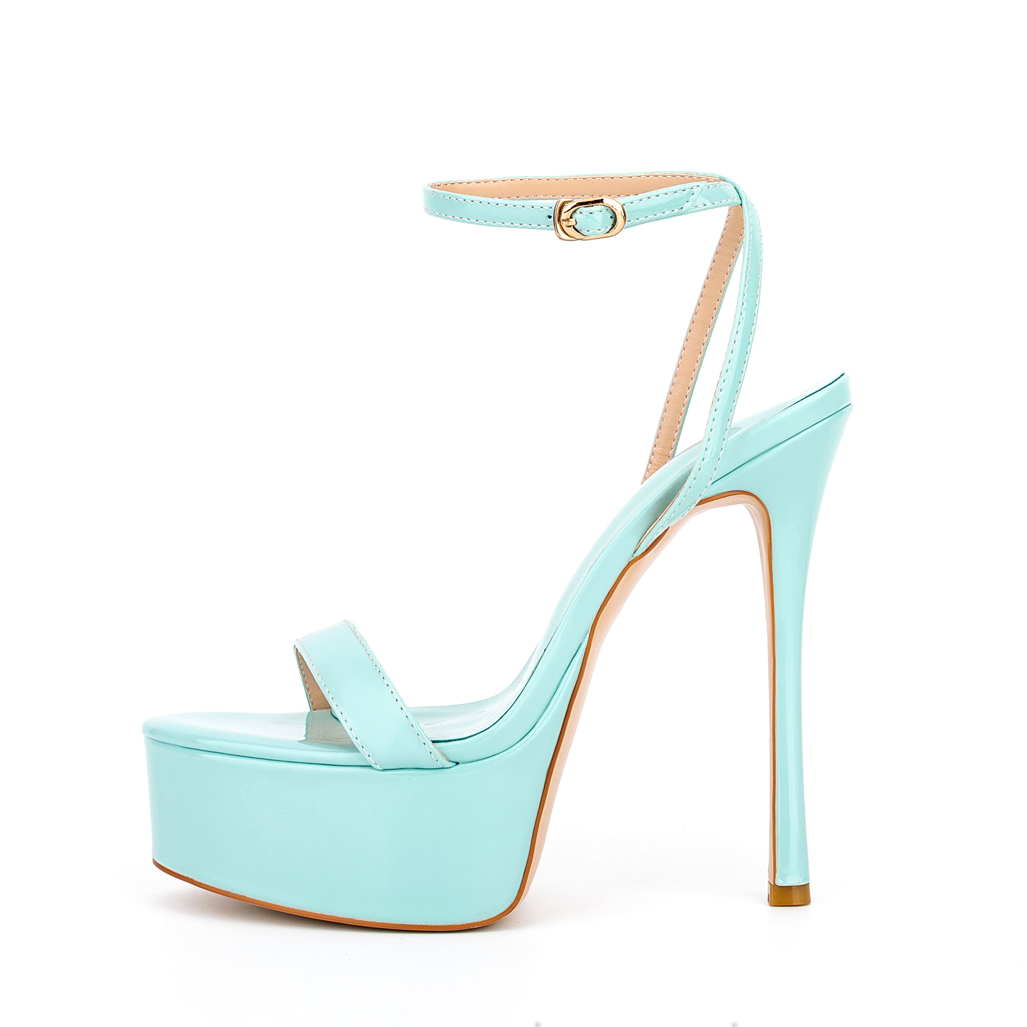 Light Blue Ankle Strap Platform Stiletto Heels 1