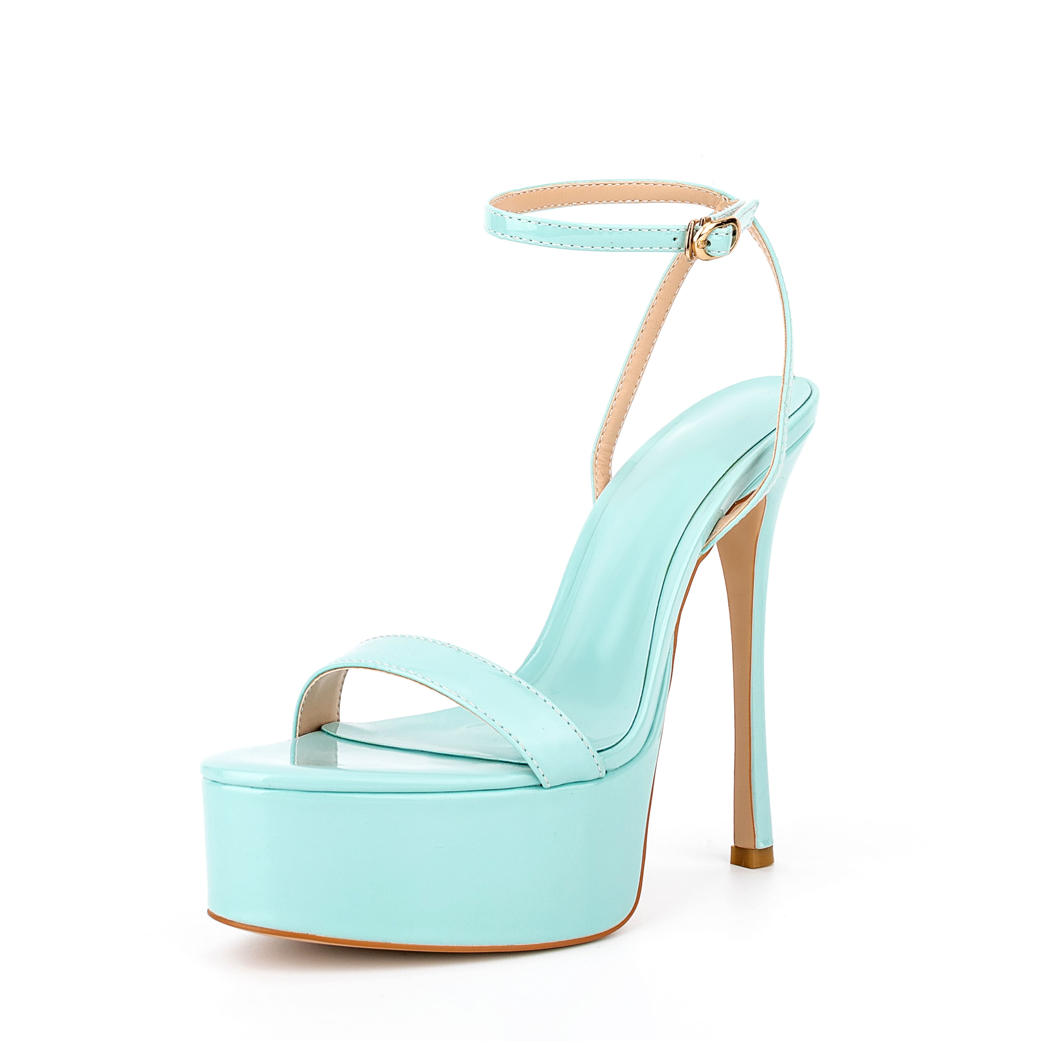 Light Blue Ankle Strap Platform Stiletto Heels 2