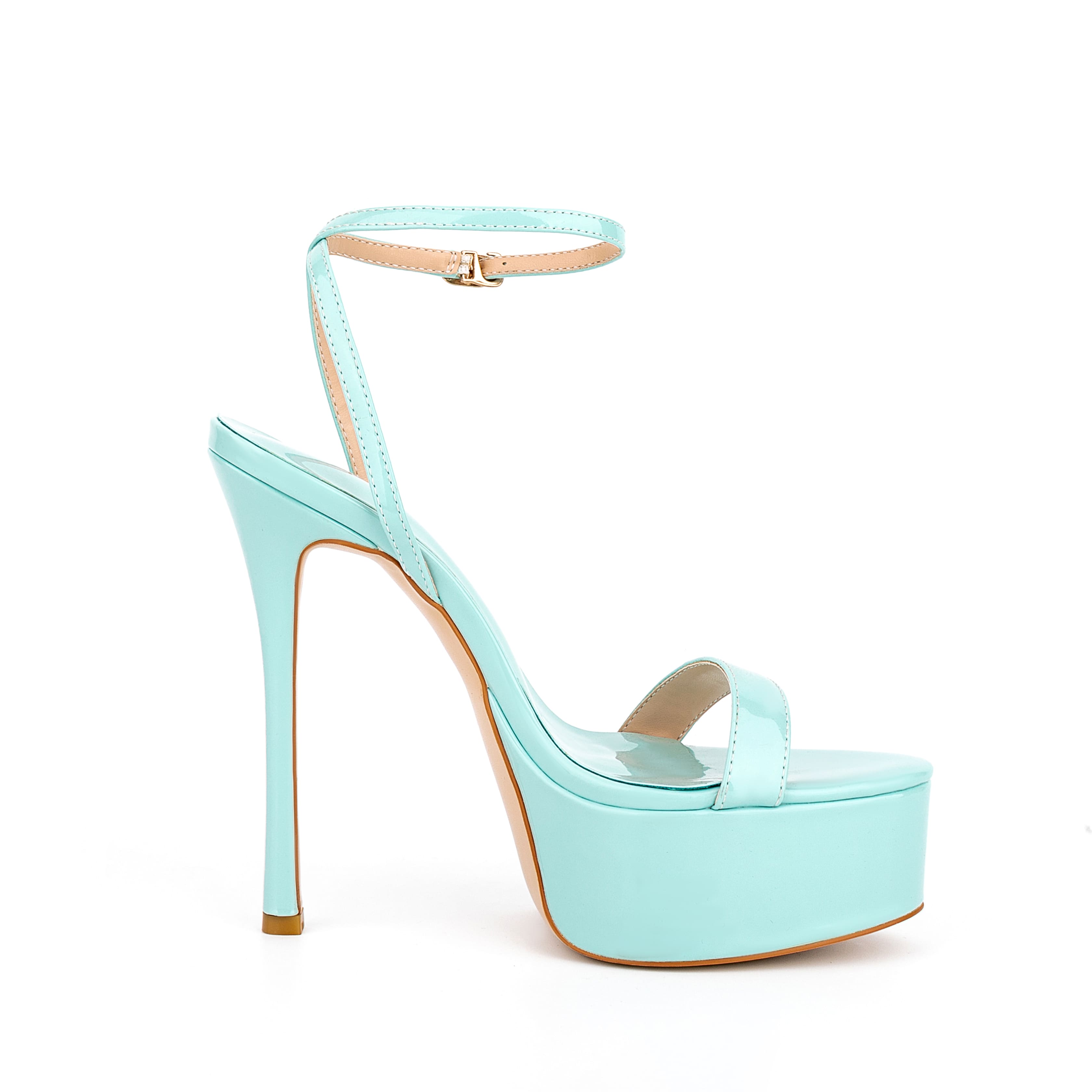 Light Blue Ankle Strap Platform Stiletto Heels 4